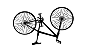 Symbolbild für Werkstatt. Eine Vectorgrafik zeigt ein auf den Kopf gestelltes Fahrrad.