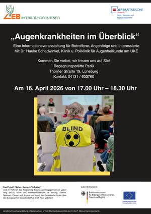 Augenkrankheiten im Überblick - Plakat zur Veranstaltung. Für Großansicht bitte anklicken.