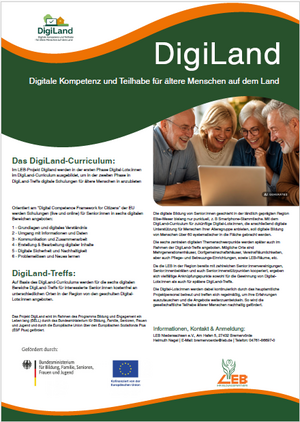 Plakat mit Infos zu Projekt, Curriculum und DigiLand-Treffs